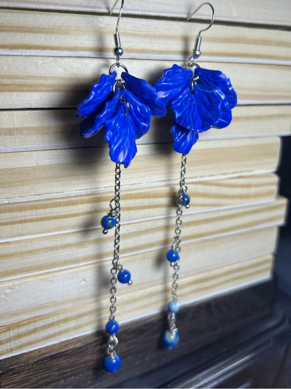 3/$25 Blue Floral Dangle Earrings - Picture 2 of 5